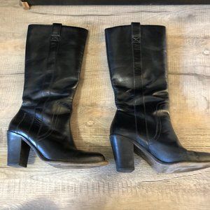 Vintage Banana Republic black leather dress boots